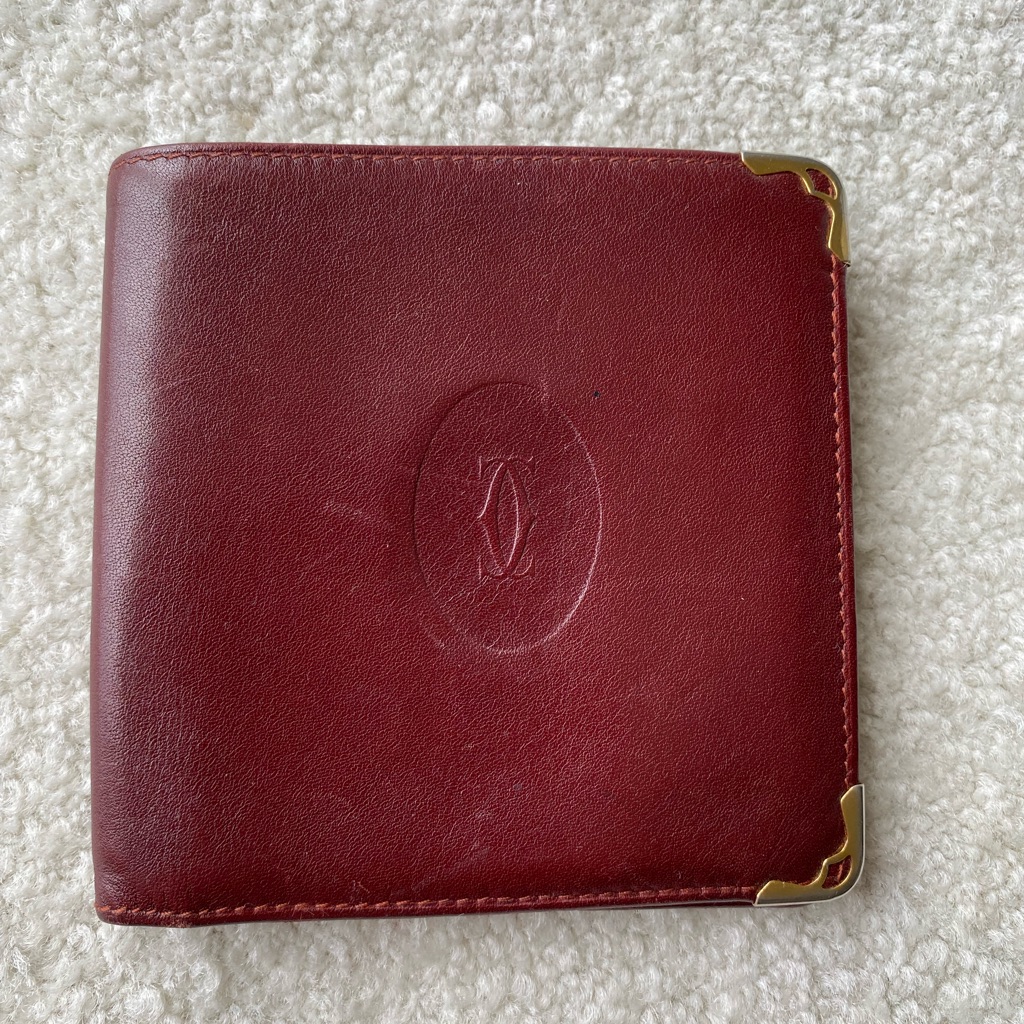 Vintage Cartier Wallet Bifold In Burgundy